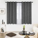 Deconovo Grey Blackout Curtains, Room Darkening Curtain, Thermal Insulated Noise Reducing Drapes, Wave Dots Silver Print, 52 x 63 Inch, Grommet Window Panels for Living Room Bedroom Nursery, Set of 2