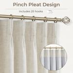 CAPALOCA Pinch Pleated Blackout Curtains 96 Inches Long, Linen Blend, 100% Blackout Drapes with 20 Hooks, Ideal for Bedroom and Living Room, 40" W x 96" L (Pack of 2), Natural