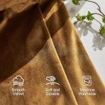 Lazzzy Velvet Blackout Curtains Brown Thermal Insulated Curtains 84 Room Darkening Window Drapes Super Soft Luxury Curtains for Living Room Bedroom Rod Pocket 2 Panels 84 Inch Long Gold Brown