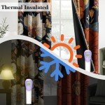 Tyrot Black Boho Floral 100% Blackout Curtains for Bedroom 84 inch Long 2 Panels Mid Century Botanical Black Out Curtains for Living Room Grommet Thermal Insulated Room Darkening Window Drapes,52Wx84L