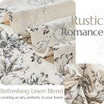 jinchan Linen Blend Curtains Floral Curtains for Living Room 84 Inch Length Black Printed Curtains Rod Pocket Back Tab Farmhouse Peony Flower Patterned Drapes Bedroom Window Curtain Set 2 Panels