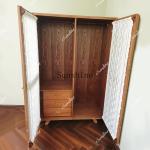 French retro solid wood gauze curtain glass storage bedroom clothes cabinet simple and modern  FT