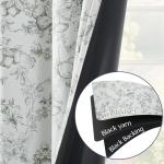 jinchan 95% Blackout Floral Curtains 84 Inches Long, Printed Flower Sage Green Blackout Curtain for Bedroom Rod Pocket Back Tab Blackout Curtains Thermal Insulated Window Drapes, 2 Panels