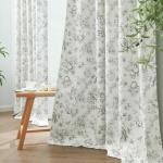 jinchan 95% Blackout Floral Curtains 84 Inches Long, Printed Flower Sage Green Blackout Curtain for Bedroom Rod Pocket Back Tab Blackout Curtains Thermal Insulated Window Drapes, 2 Panels