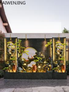 MJY Large Chinese Style Water Curtain Wall Decoration Flowing Water Screen Living Room Courtyard Floor Ornament