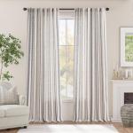 jinchan Linen Blend Boho Curtains for Living Room, 96 Inch Long Black Printed on Beige Retro Farmhouse Bohemian Geometric Drapes, Light Filtering Back Tab Curtains 2 Panels