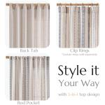 jinchan Linen Blend Boho Curtains for Living Room, 96 Inch Long Black Printed on Beige Retro Farmhouse Bohemian Geometric Drapes, Light Filtering Back Tab Curtains 2 Panels