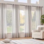 jinchan Linen Blend Boho Curtains for Living Room, 96 Inch Long Black Printed on Beige Retro Farmhouse Bohemian Geometric Drapes, Light Filtering Back Tab Curtains 2 Panels