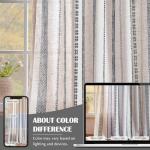 jinchan Linen Blend Boho Curtains for Living Room, 96 Inch Long Black Printed on Beige Retro Farmhouse Bohemian Geometric Drapes, Light Filtering Back Tab Curtains 2 Panels