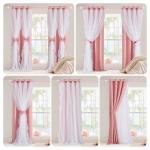 PONY DANCE Girls Curtains for Bedroom Decorative Drapes for Kids Double Layer Curtain Ruffle Sheer Overlay Room Darkening Pretty Chic Princess, 52x84 inch, Blush Pink, 2 PCs