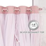 PONY DANCE Girls Curtains for Bedroom Decorative Drapes for Kids Double Layer Curtain Ruffle Sheer Overlay Room Darkening Pretty Chic Princess, 52x84 inch, Blush Pink, 2 PCs