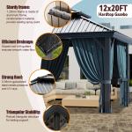 12x20ft Gazebo With Metal Roof Heavy Duty Tent With Curtain And Netting With Galvanized Steel Double Roof Outdoor Patio Pavilion