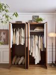 French retro solid wood wardrobe antique bedroom gauze curtain glass wardrobe home