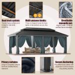 12x20ft Gazebo With Metal Roof Heavy Duty Tent With Curtain And Netting With Galvanized Steel Double Roof Outdoor Patio Pavilion