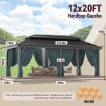 12x20ft Gazebo With Metal Roof Heavy Duty Tent With Curtain And Netting With Galvanized Steel Double Roof Outdoor Patio Pavilion