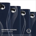 Deconovo Blackout Curtains - Silver Wave Print, Thermal Insulated, Noise Reducing, Privacy Drapes for Bedroom & Living Room (52W x 84L Inch, Navy Blue, 2 Panels)