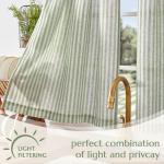 jinchan Linen Kitchen Curtains 36 Inch Length Striped Tier Curtains Ticking Stripe Small Drapes for Living Room Bathroom Cafe Small Window Farmhouse Rustic Pinstripe Rod Pocket 2 Panels Sage Green