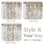 jinchan Linen Blend Curtains Floral Curtains for Living Room 84 Inch Length Black Printed Curtains Rod Pocket Back Tab Farmhouse Peony Flower Patterned Drapes Bedroom Window Curtain Set 2 Panels