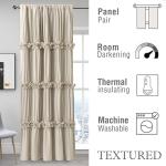 Homechoice Decor Thermal Insulated Blackout Window Curtains, 52" W x 96" L x 2 Panels, Boho Ruched Window Treatments with 3 Rows of Butterfly Flowers, Rustic Rod Pocket Drapes for Room, Camel (LQ-30)