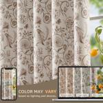 jinchan Floral Blackout Curtains for Bedroom Living Room 84 Inches Length Farmhouse Curtains Room Darkening Vintage Drapes Traditional Rod Pocket Window Treatment 2 Panels Set Taupe on Beige
