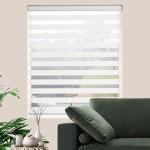 JIANGPIN TEXTILE Zebra Roller Shades, Dual Layer Roll Up Blind for Living Room, Semi Sheer Shades Window Privacy Light Control for Day and Night, (Maximum Height 72inch, White Color, Width 34 inch)