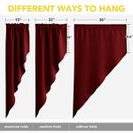 NICETOWN Blackout Kitchen Tier Curtains- Rod Pocket Tailored Scalloped Valance/Swags for Basement (1 Set, 72 inches Wide Combined, 63 inches Long, Burgundy Red)