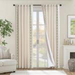 jinchan Boho Linen Curtains for Bedroom Vintage Floral Farmhouse Curtains Linen Blend Drapes 2 panels Curtains