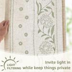 jinchan linen  Beige Boho Floral Embroidered Linen Rod Pocket Farmhouse Window Treatments 2 Panels for Bedroom Living