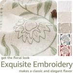 jinchan linen  Beige Boho Floral Embroidered Linen Rod Pocket Farmhouse Window Treatments 2 Panels for Bedroom Living