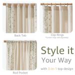 jinchan linen  Beige Boho Floral Embroidered Linen Rod Pocket Farmhouse Window Treatments 2 Panels for Bedroom Living