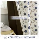 Beauoop Floral 100% Blackout Curtains 84 Inches Long 2 Panels for Bedroom Living Room Blue Brown on Beige Vintage Rose Flower Patterned Room Darkening Thermal Soundproof Grommet Window Drapes, 52X84