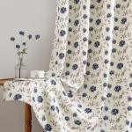 Beauoop Floral 100% Blackout Curtains 84 Inches Long 2 Panels for Bedroom Living Room Blue Brown on Beige Vintage Rose Flower Patterned Room Darkening Thermal Soundproof Grommet Window Drapes, 52X84