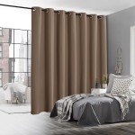 RYB HOME Large Curtains 84 inches Long - Blackout Vertical Blinds Living Room Window Curtains, Light Block Thermal Drape for Dining Farmhouse Cabin Room Divider, W 100 x L 84, Cappuccino