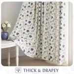 Beauoop Floral 100% Blackout Curtains 84 Inches Long 2 Panels for Bedroom Living Room Blue Brown on Beige Vintage Rose Flower Patterned Room Darkening Thermal Soundproof Grommet Window Drapes, 52X84