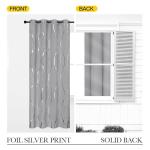 NICETOWN Silver Grey Blackout Pattern Curtains for Bedroom, 52 x 84 Inch Noise Reducing Thermal Insulated Wave Line Foil Print Design Room Darkening Window for Patio Sliding Glass Door(2 Panels)