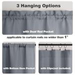 Chyhomenyc 2 Panels Dark Grey Kitchen Curtains 36 Inch Length Tier, Faux Linen Textured Small Cafe, Light Filtering Short Window Curtains for Bathroom Basement, Each 30x36 Inch