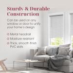 ARLO BLINDS Faux Wood Blinds with Crown Valance - 42.5" Width x 60" Height, White, Cordless Window Blinds & Shades - Blinds for Indoor Windows, 2" Faux Wooden Blinds for Home, Window Shades