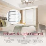 ARLO BLINDS Faux Wood Blinds with Crown Valance - 42.5" Width x 60" Height, White, Cordless Window Blinds & Shades - Blinds for Indoor Windows, 2" Faux Wooden Blinds for Home, Window Shades