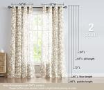 Treatmentex Leaf Semi Sheer Curtains for Living Room 84" Length with White Leaves Print Curtains for Bedroom Windows 52" w, 2 Panels Taupe, Grommet Top