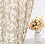 Treatmentex Leaf Semi Sheer Curtains for Living Room 84" Length with White Leaves Print Curtains for Bedroom Windows 52" w, 2 Panels Taupe, Grommet Top