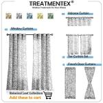 Treatmentex Leaf Semi Sheer Curtains for Living Room 84" Length with White Leaves Print Curtains for Bedroom Windows 52" w, 2 Panels Taupe, Grommet Top