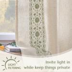 jinchan Boho Linen Curtains for Bedroom Vintage Floral Farmhouse Curtains Linen Blend Drapes 2 panels Curtains