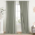 SimpleHome Sage Green Linen 100% Blackout Curtains for Living Room,84 Inch Length Farmhouse Back Tab Textured Curtains for Bedroom,2 Panels,52" W x 84" L