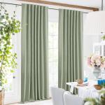 SimpleHome Sage Green Linen 100% Blackout Curtains for Living Room,84 Inch Length Farmhouse Back Tab Textured Curtains for Bedroom,2 Panels,52" W x 84" L