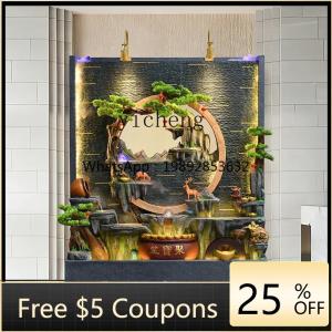 large rockery flowing water fountain feng shui wheel humidifier water curtain wall circulating water living room garden