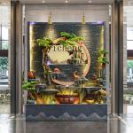 large rockery flowing water fountain feng shui wheel humidifier water curtain wall circulating water living room garden