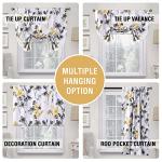 H.VERSAILTEX 100% Blackout Tie Up Curtains Cattleya Floral Printed Rod Pocket Panel for Small Window with Black Liner- 42" Wide by 63" Long - Floral Pattern in Grey and Yellow