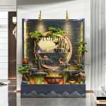 large rockery flowing water fountain feng shui wheel humidifier water curtain wall circulating water living room garden
