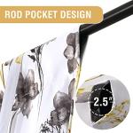 H.VERSAILTEX 100% Blackout Tie Up Curtains Cattleya Floral Printed Rod Pocket Panel for Small Window with Black Liner- 42" Wide by 63" Long - Floral Pattern in Grey and Yellow