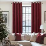 YoungsTex Burgundy Velvet Curtains 84 Inch Length for Living Room, Maroon Drapes with Gommet Blackout Thermal Insulated for Bedroom Dining Christmas, 2 Panels, 52 X 84 Inch